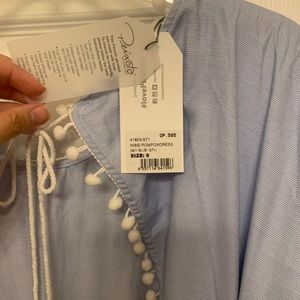 Peixoto blue pom pom beach dress, size small